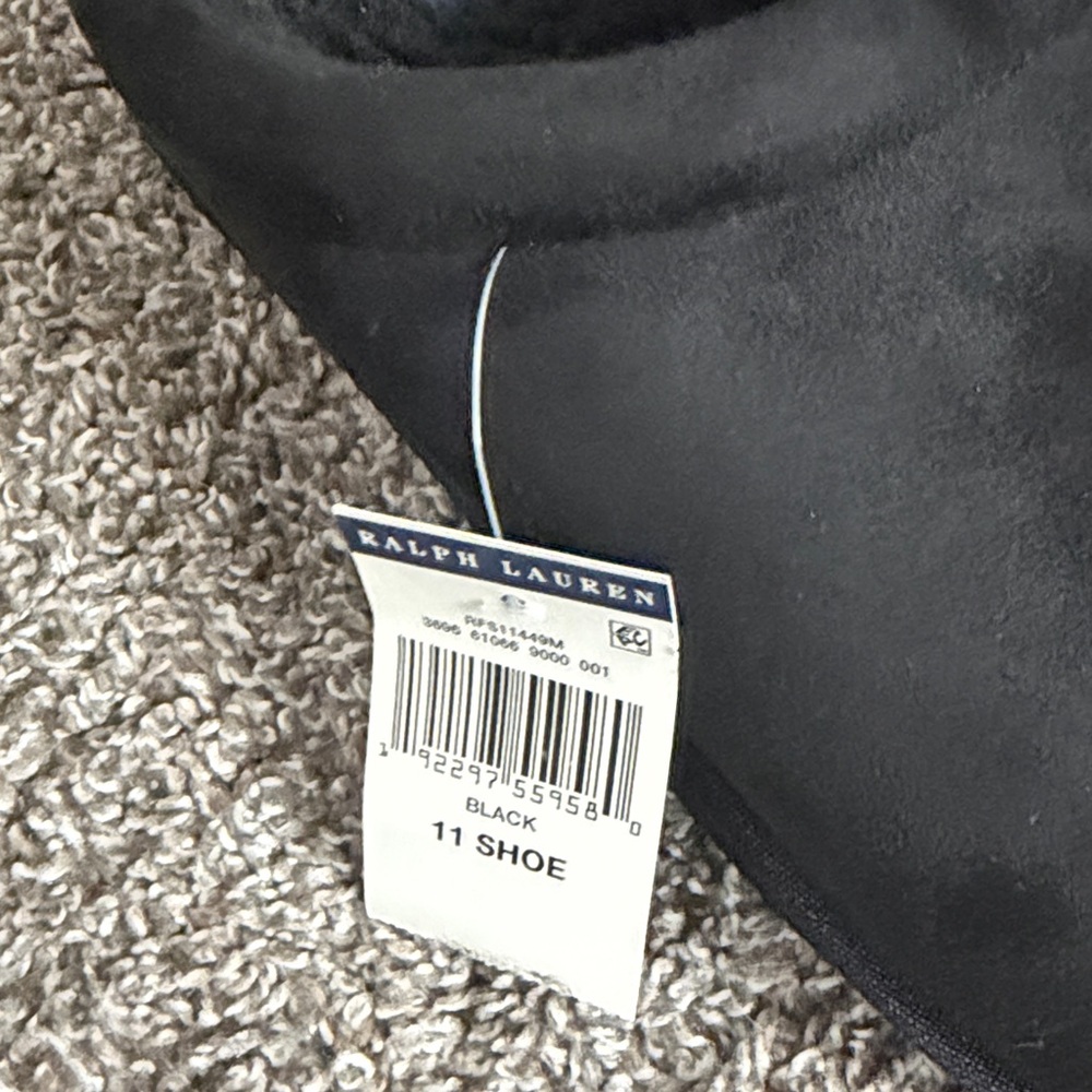 Ralph Lauren Black Men’s Bear Embroidered Slippers NWT - Picture 2 of 5